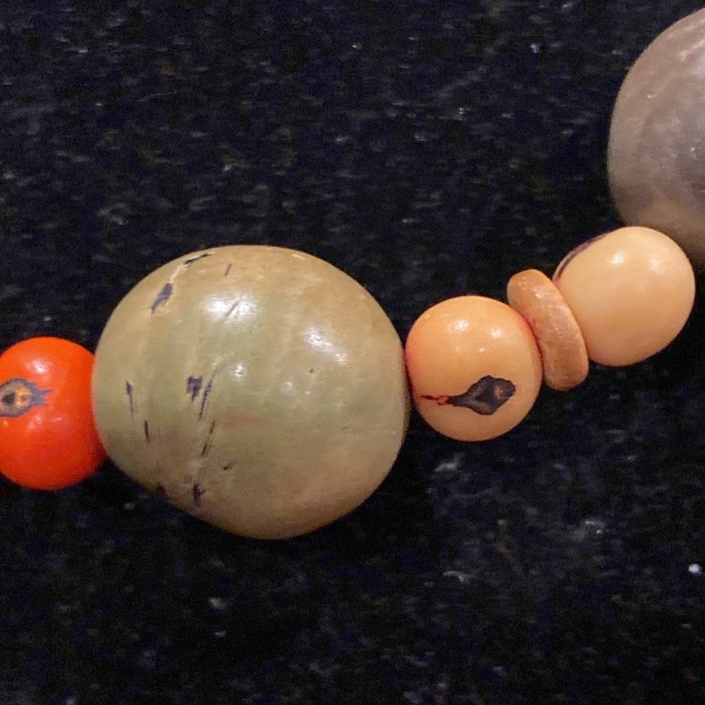 Tagua Nut and Acai Nut Beaded Necklace AKA Vegetable Ivory.   Comes From Palms